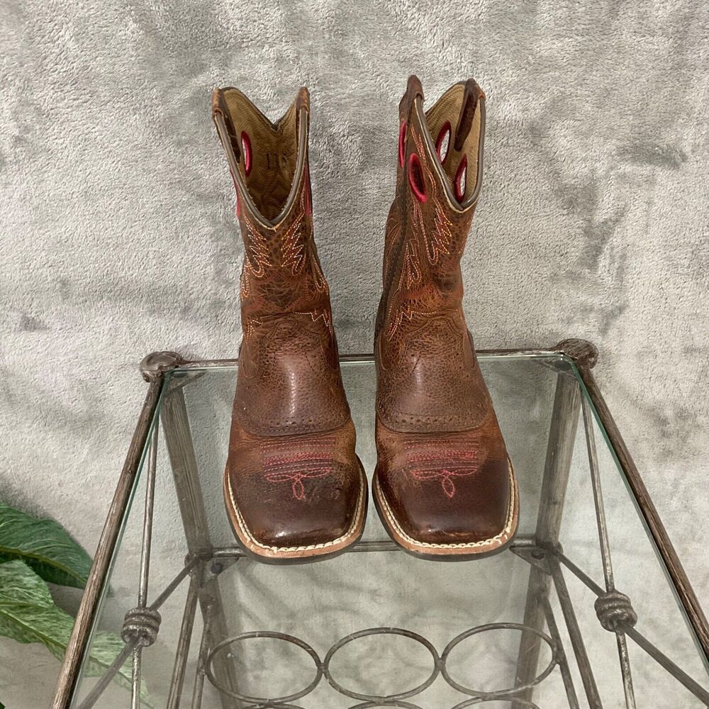 ARIAT BOOTS KIDS size 13.5 STYLE 10014101 SQUARE TOE pull on - Picture 4 of 15